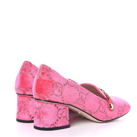 gucci sylvie velvet pink shoes|Gucci velvet loafers women's.